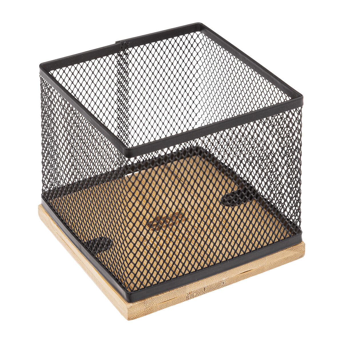 Porta lápis em bambu e metal preto, , large