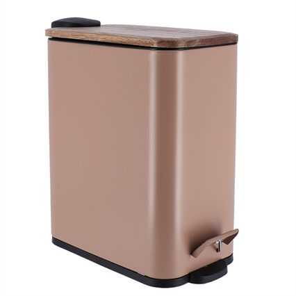Balde wc com tampa em metal taupe 5l, , large
