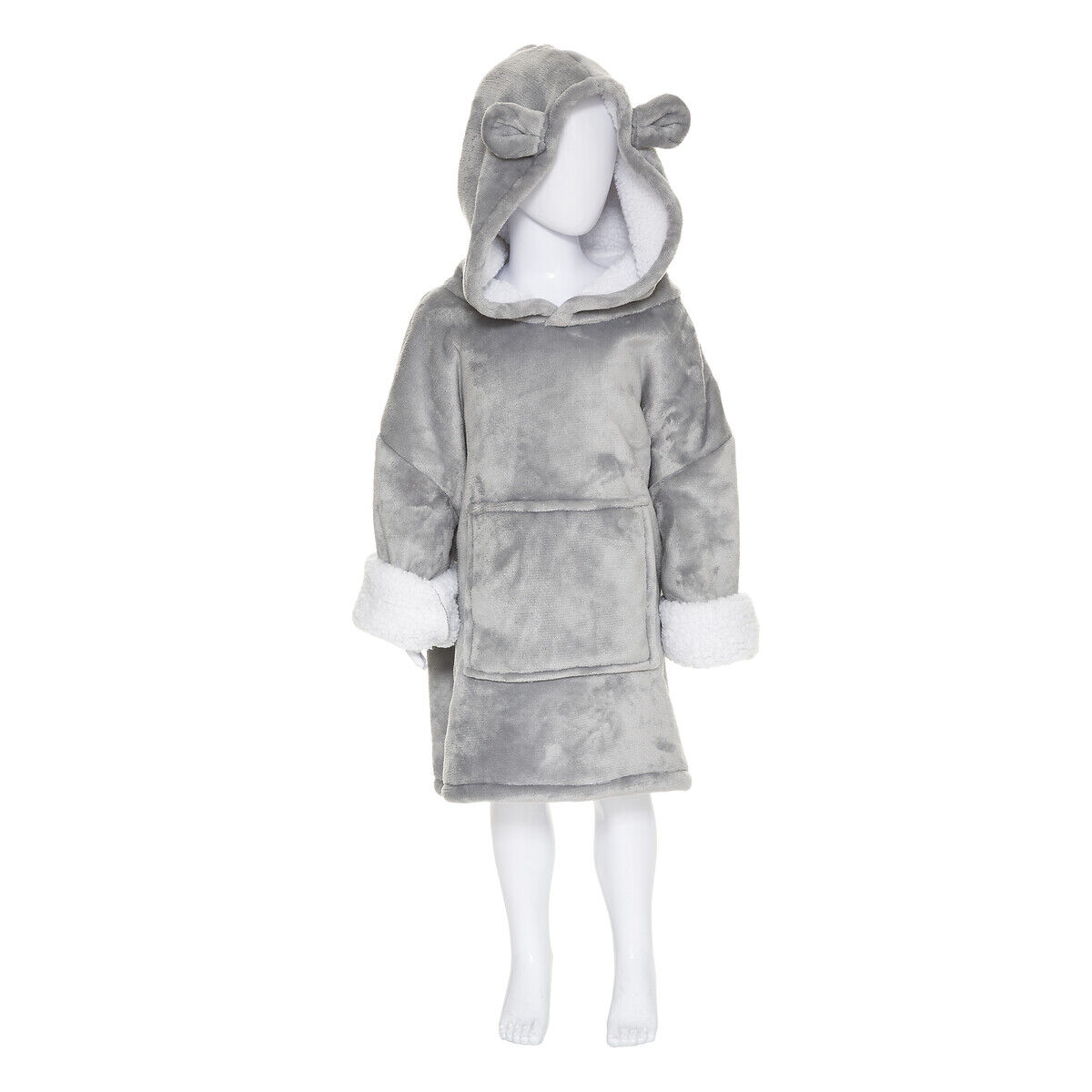 Manta camisola com capuz cinza 3-10 anos, , large