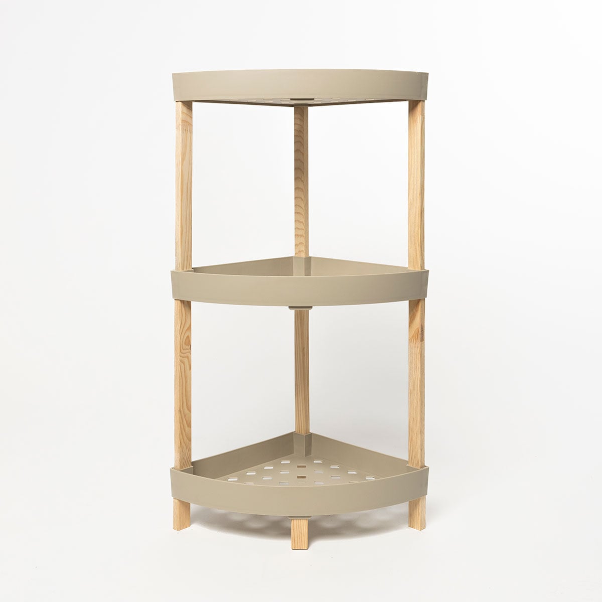 Estante esquinero con 3 niveles beige de madera, , large