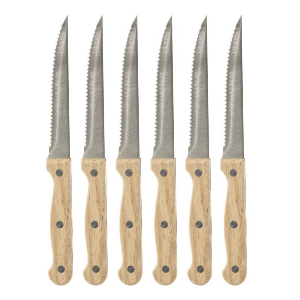 Conjunto de 6 facas c/ cabo de madeira, , large