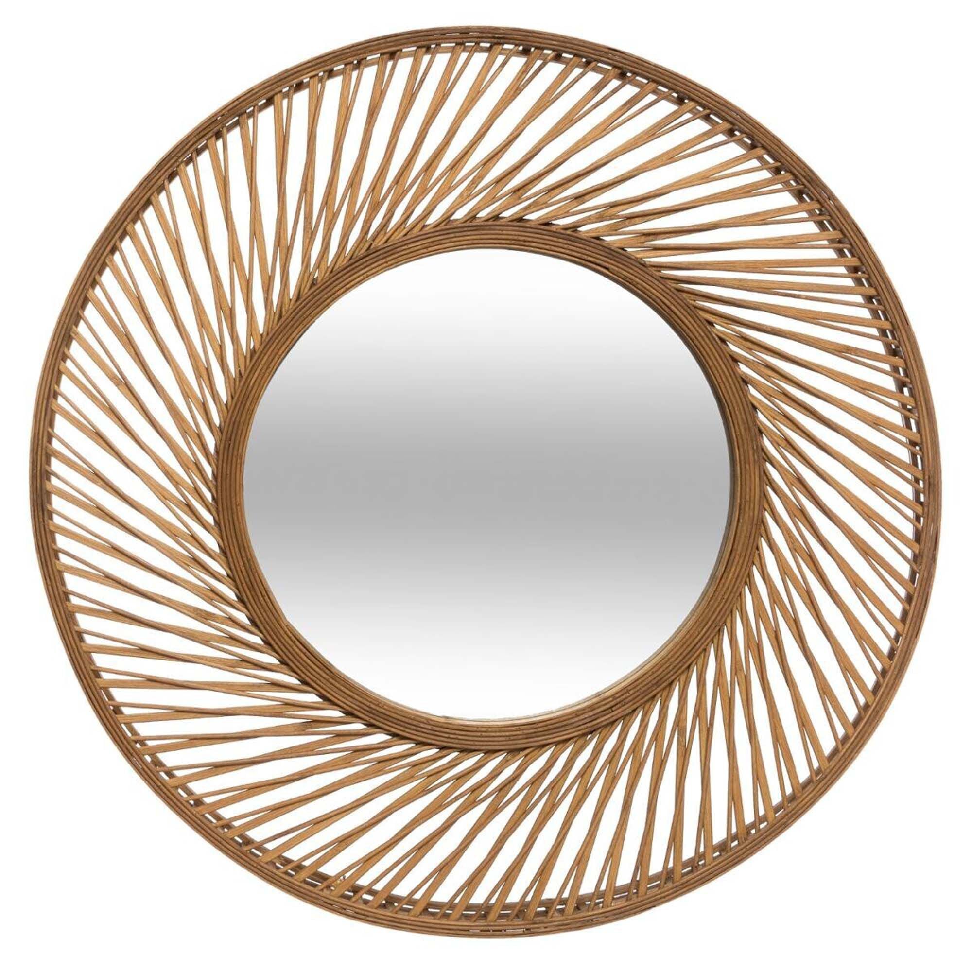 Espelho de parede espiral em bambu, , large