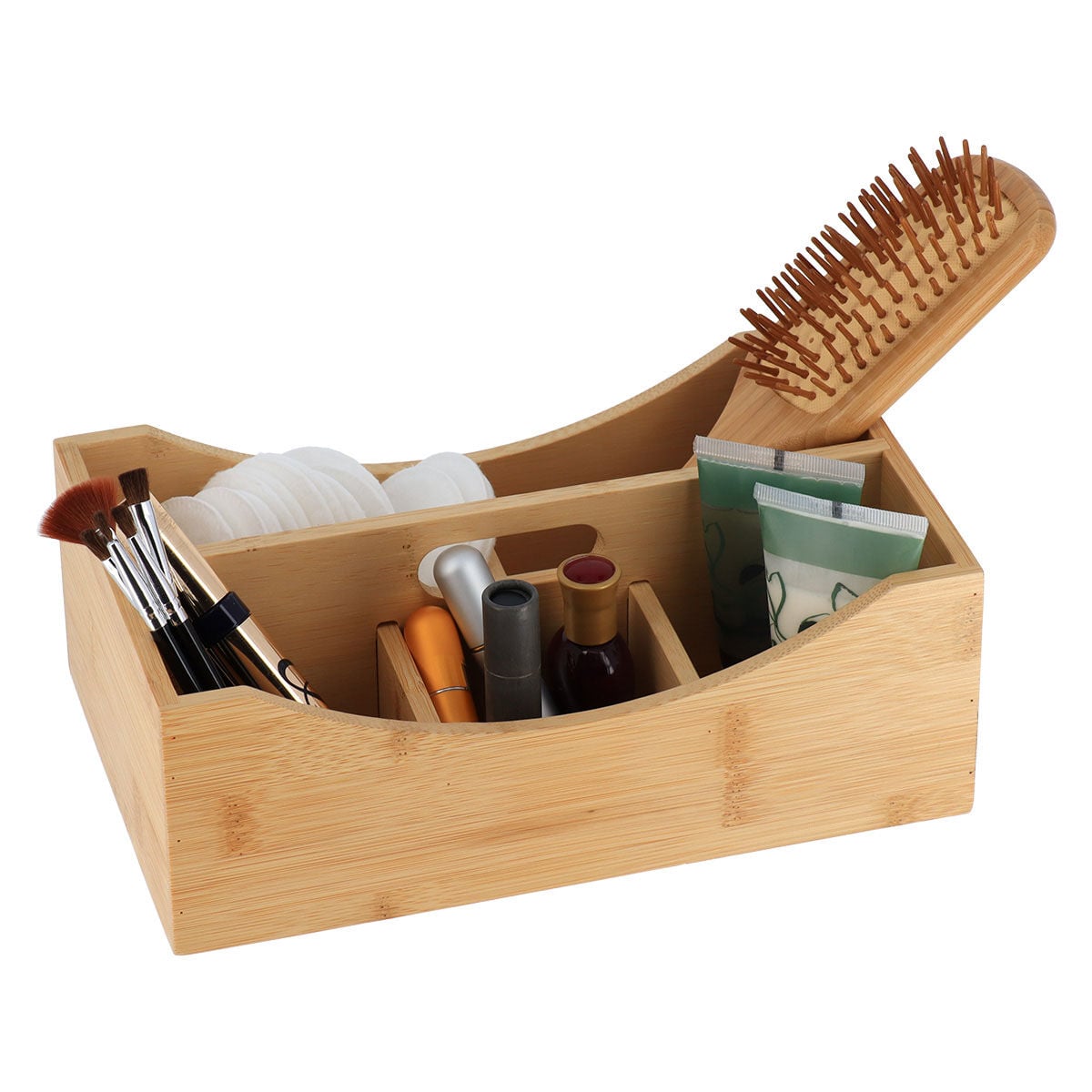 Organizador com 5 compartimentos castanho em bambu, , large