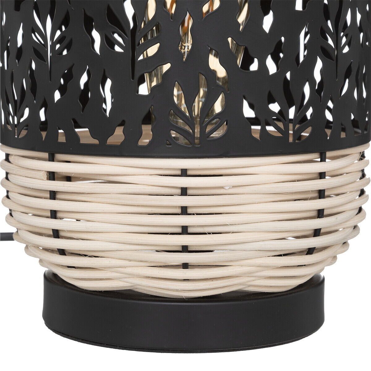 Candeeiro de mesa 18x30cm em metal e rattan, , large