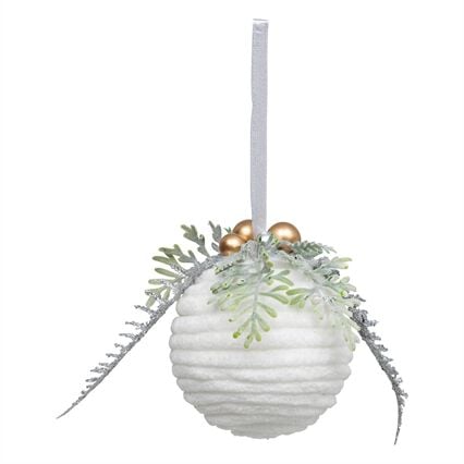 Bola branca com ramo e baga 7,5cm, , large