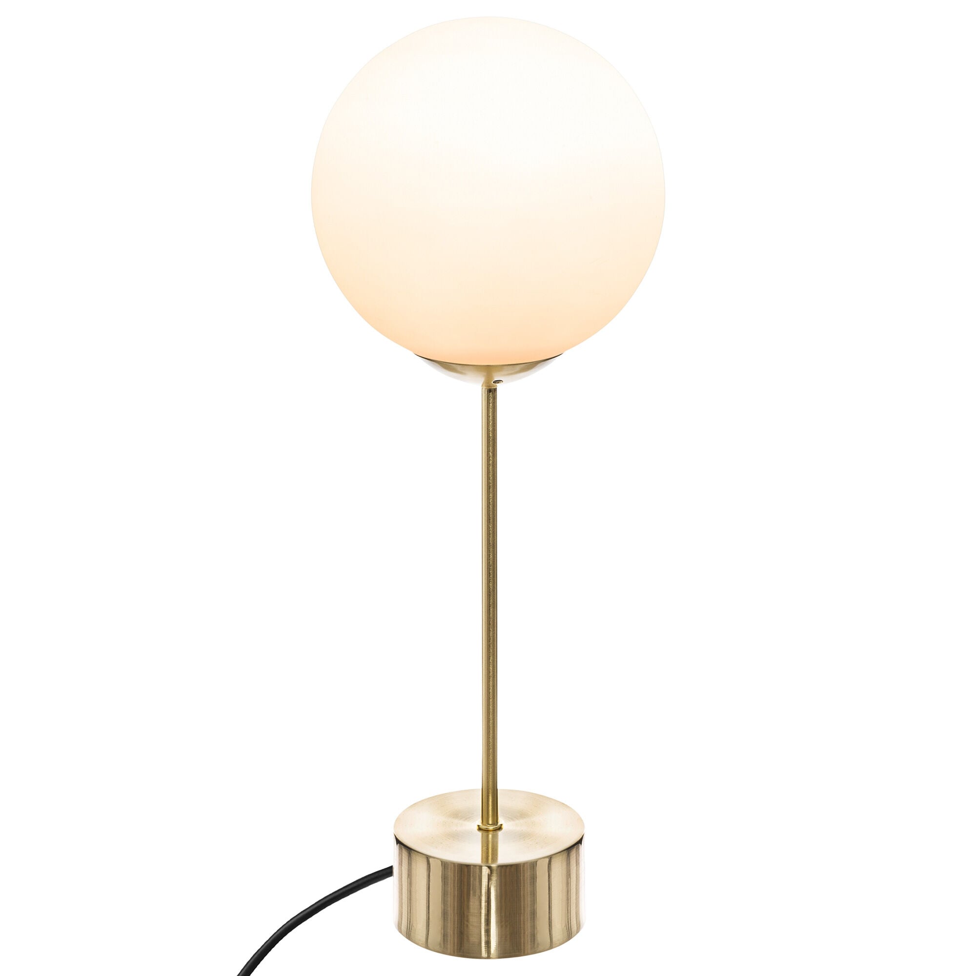 Candeeiro de mesa dris bola branca e base reta dourada, , large