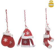 Set 3 Adornos Navide&ntilde;os De Madera