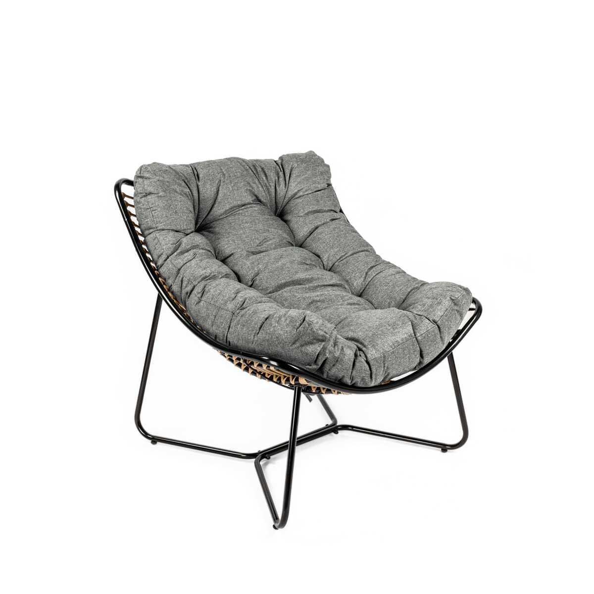 Cadeirão RELAX bubble em metal e rattan com almofada, , large