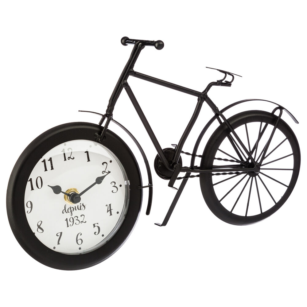 Relógio de mesa decorativo bicicleta preta, , large