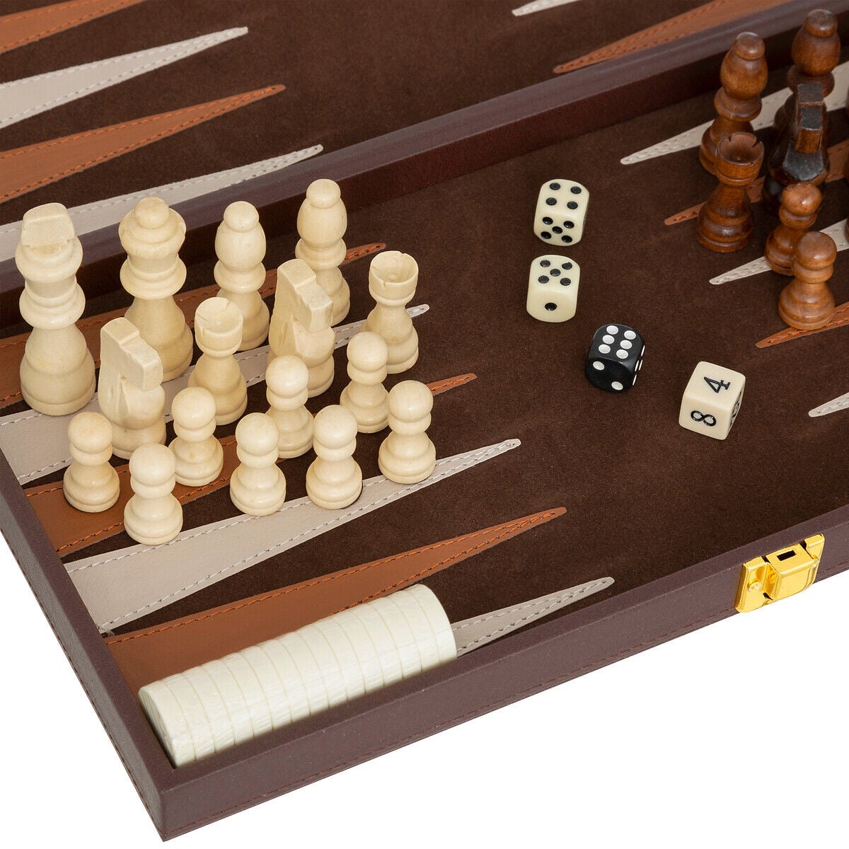 Jogo gamão e xadrez JULE castanho, , large