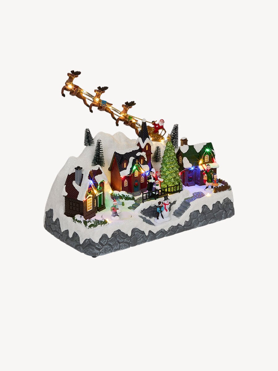 Aldea con Trineo de Papá Noel con Mov/Lum/Mus, , large