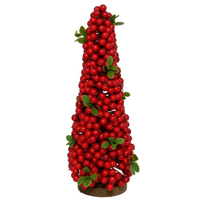 Árvore de Natal decorativa com bagas e folhas 30cm, , large