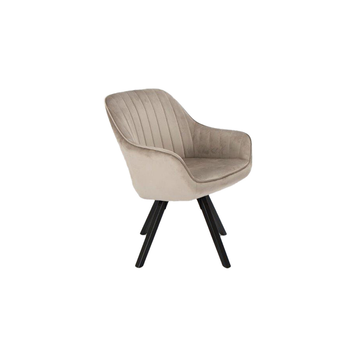 Cadeirão rotativo MAITE em veludo taupe com pernas de madeira, , large