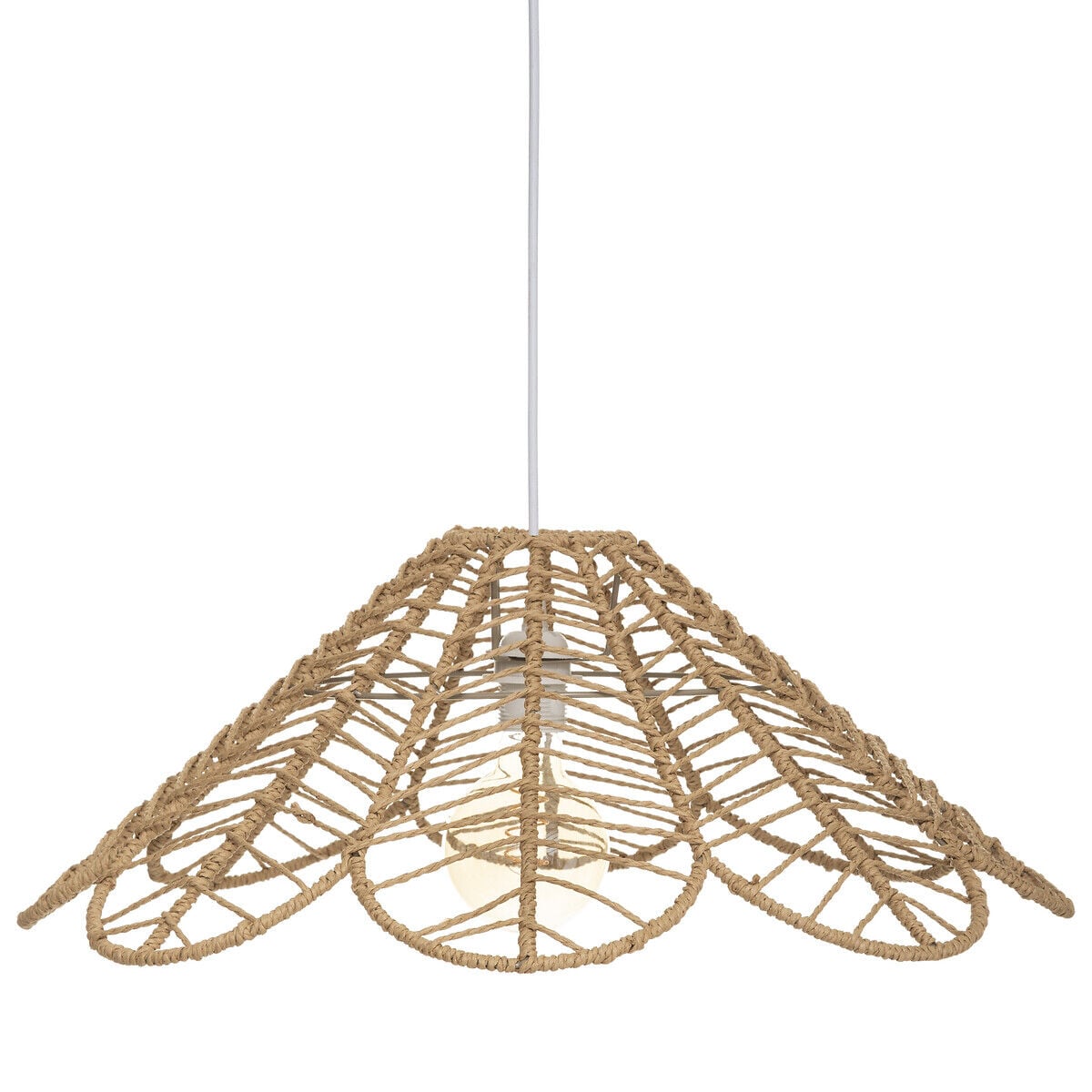 Candeeiro de teto FOLK bege em corda 58cm, , large
