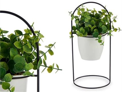 Planta artificial com suporte preto em metal 30cm, , large