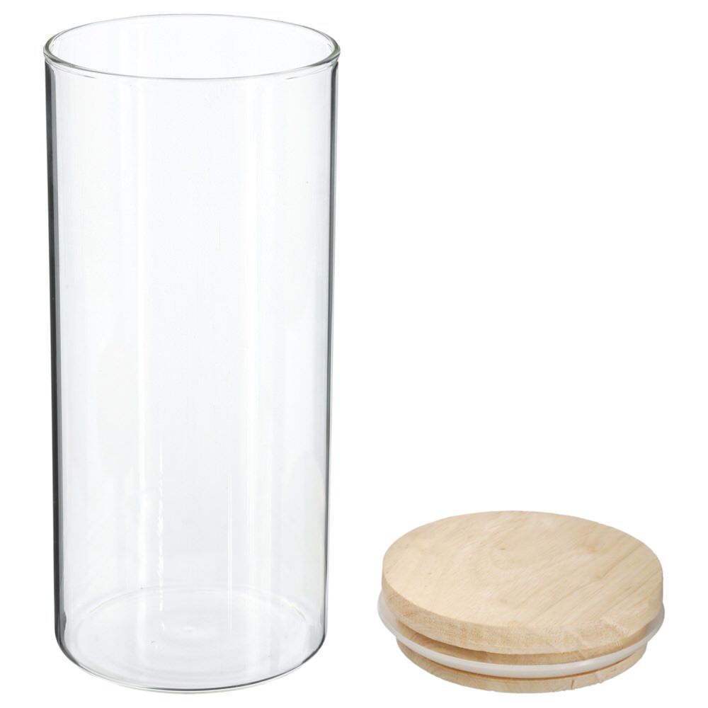 Airtight glass jar with wooden lid, , large