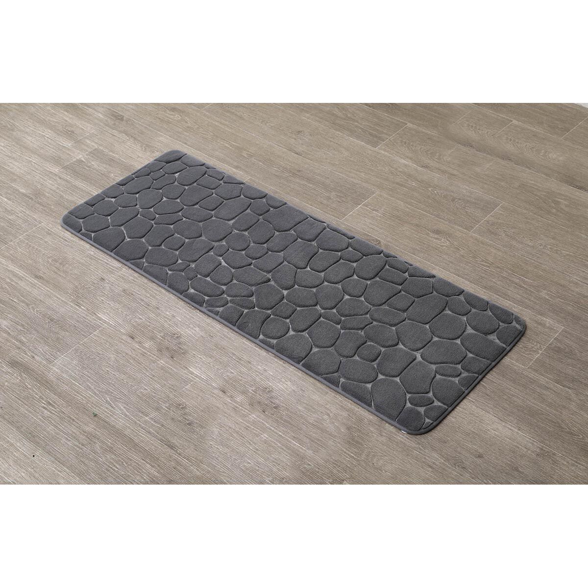 Tapete microfibra MEMOIRE cinza escuro 45x120cm, , large