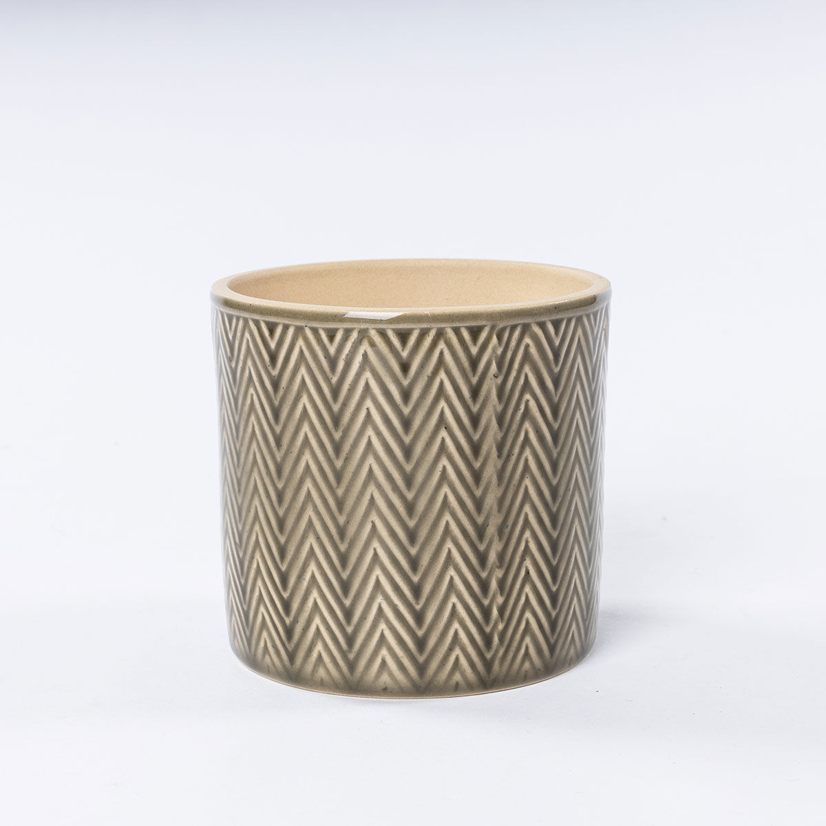 Vaso de cerâmica ZIG ZAG verde seco 11cm, , large
