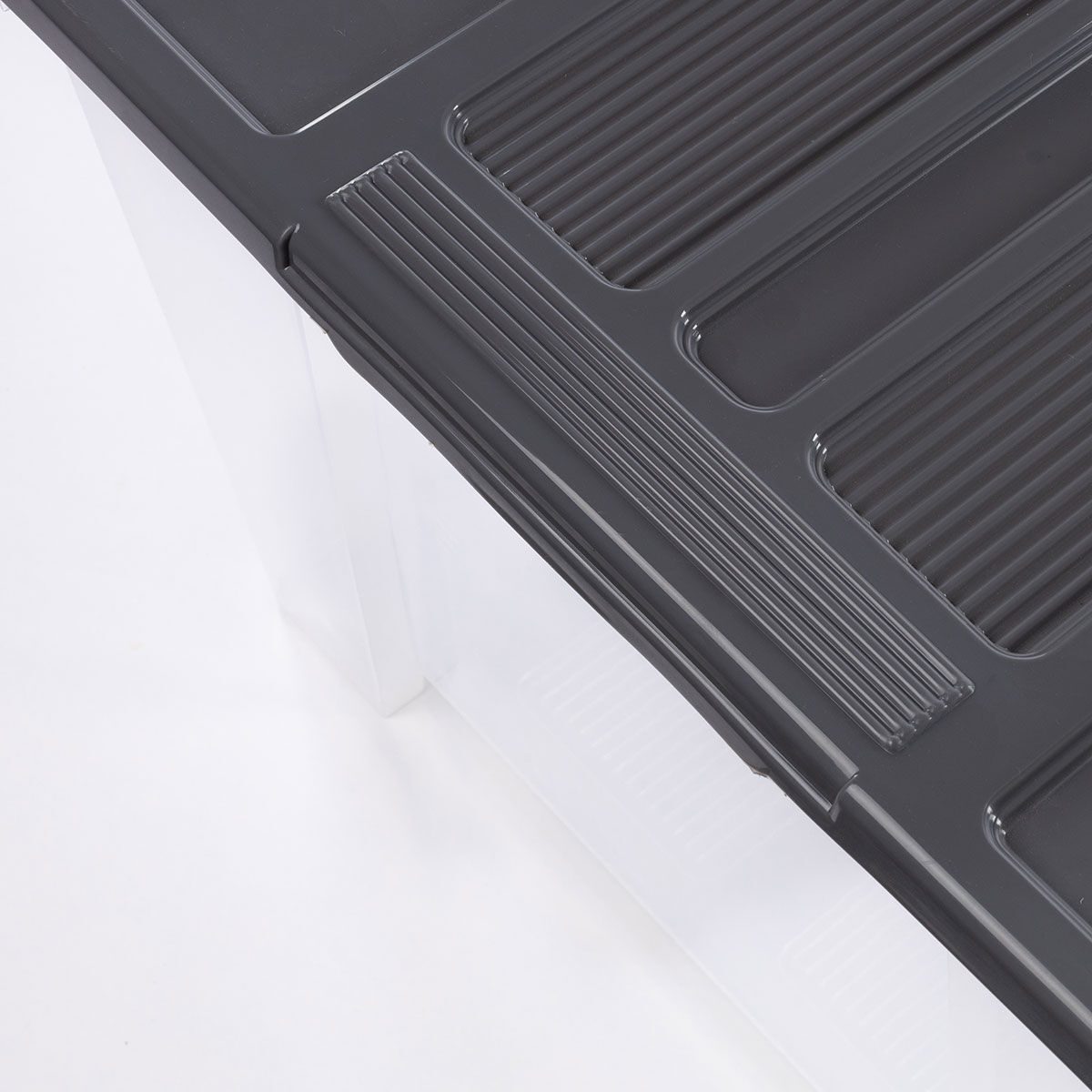 Storage box TEX-BOX with lid grey, , large