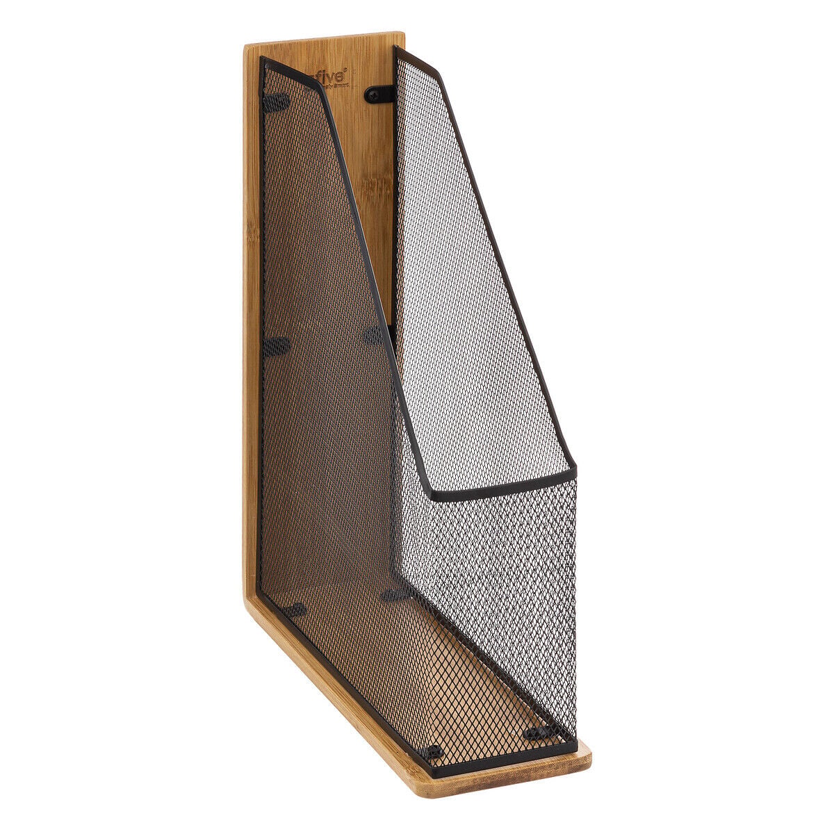 Porta revistas em bambu e metal preto, , large