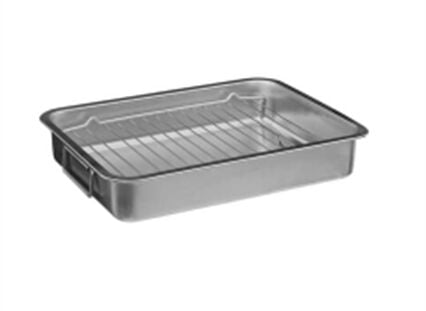 Tabuleiro para forno em inox com grelha 30x40cm, , large