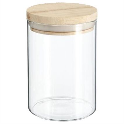 Airtight glass jar with wooden lid, , large