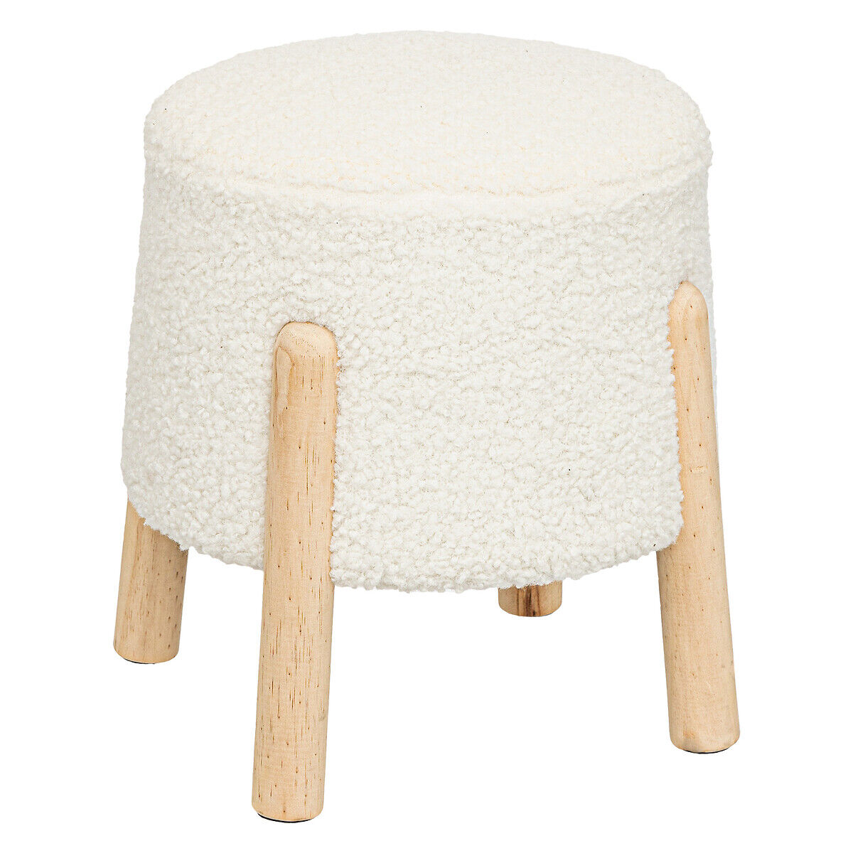 Tamborete INUIT branco em pelo bouclé, , large