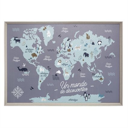 Quadro mapa mundo 50x70cm, , large