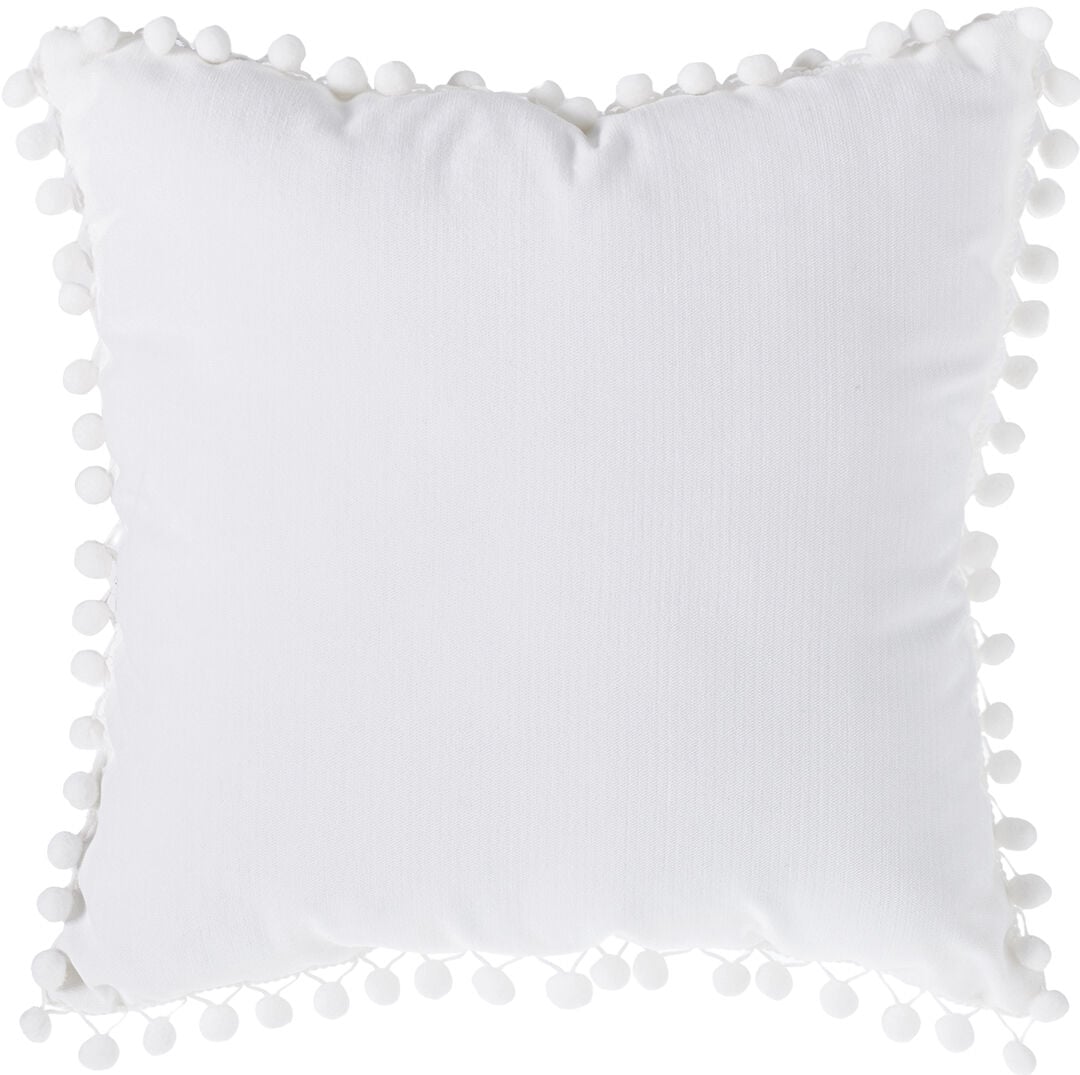 Cushion ochre with pompoms, , large