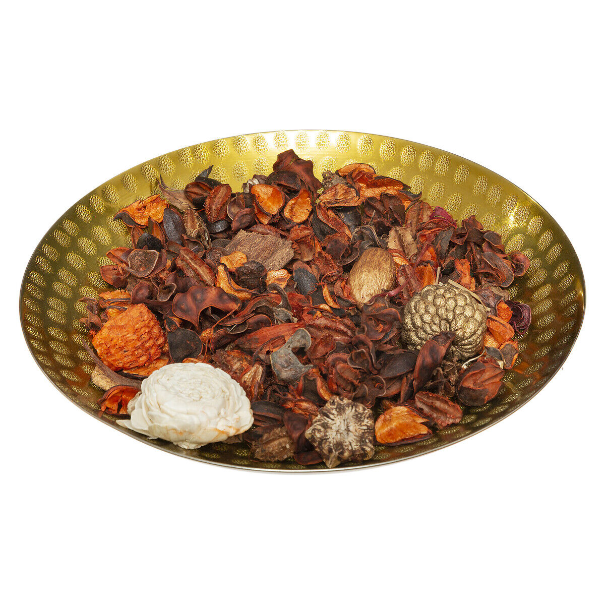 Pot-pourri jasmine with gold metal dish, , large