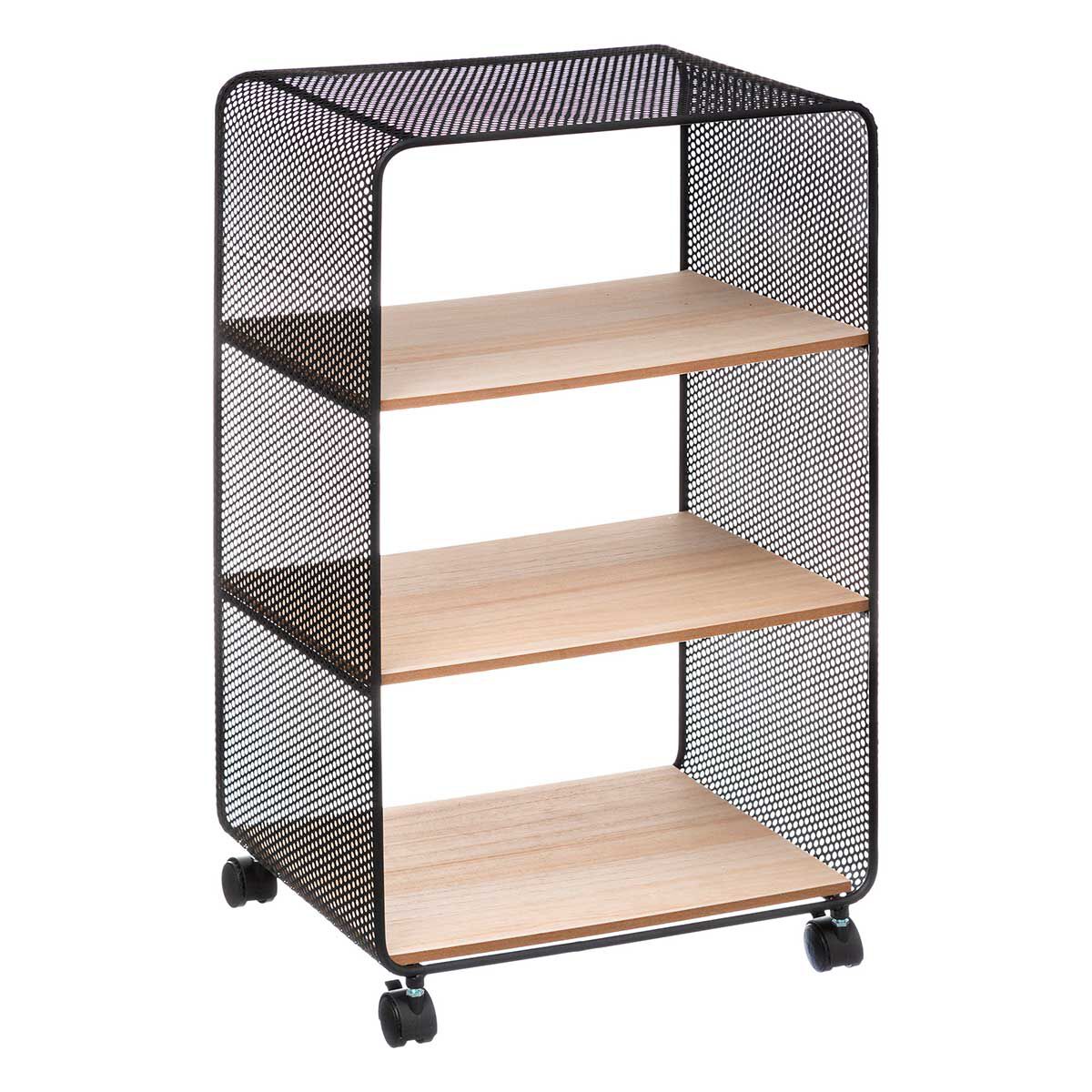 Shelving unit with shelves in wood and metal, , large
