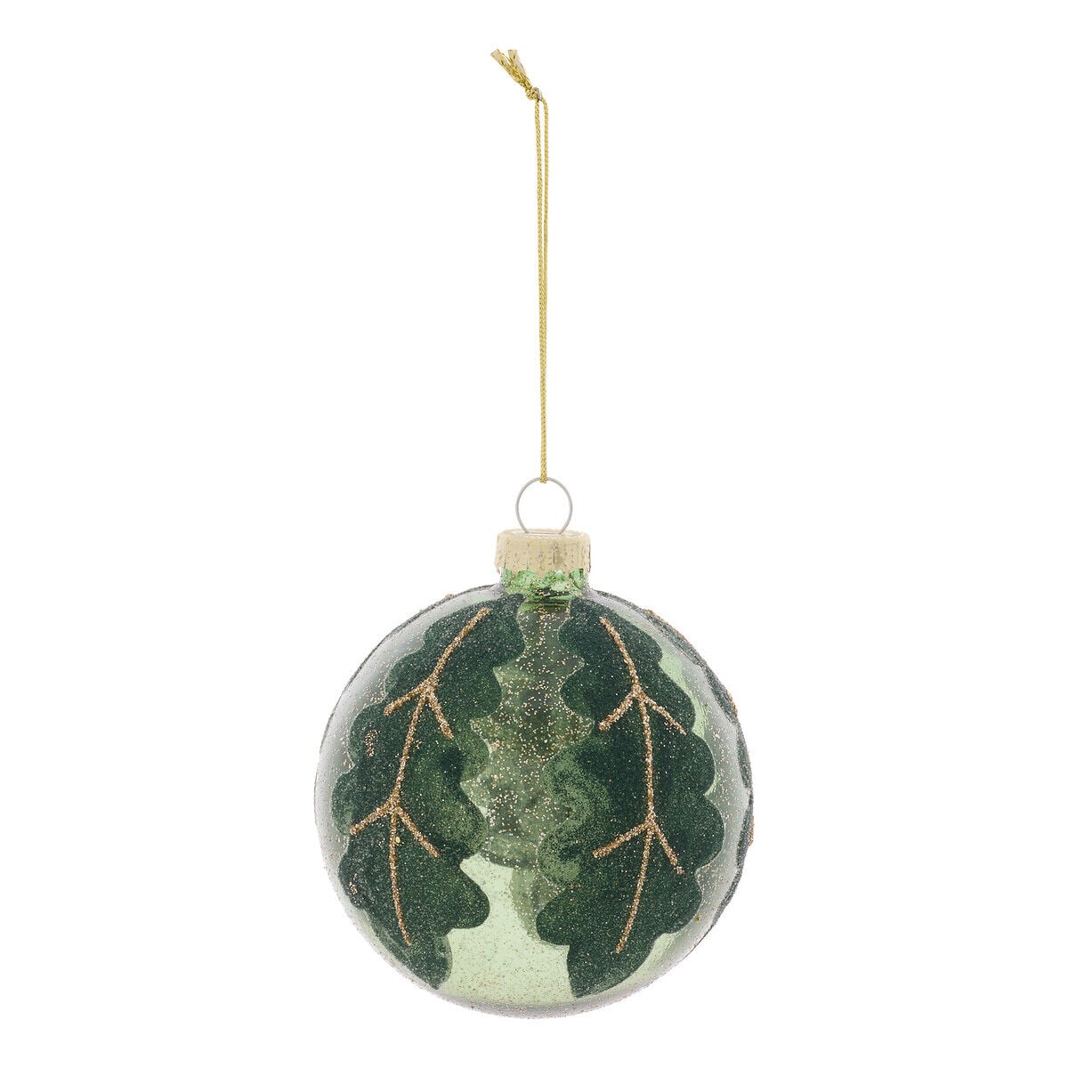 Bola de navidad con hojas verde 8cm, , large