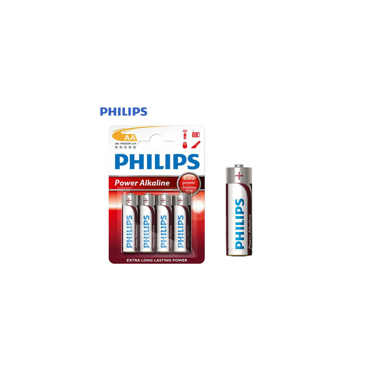Conjunto de 4 pilhas alcalina Philips ultra power lr06, , large