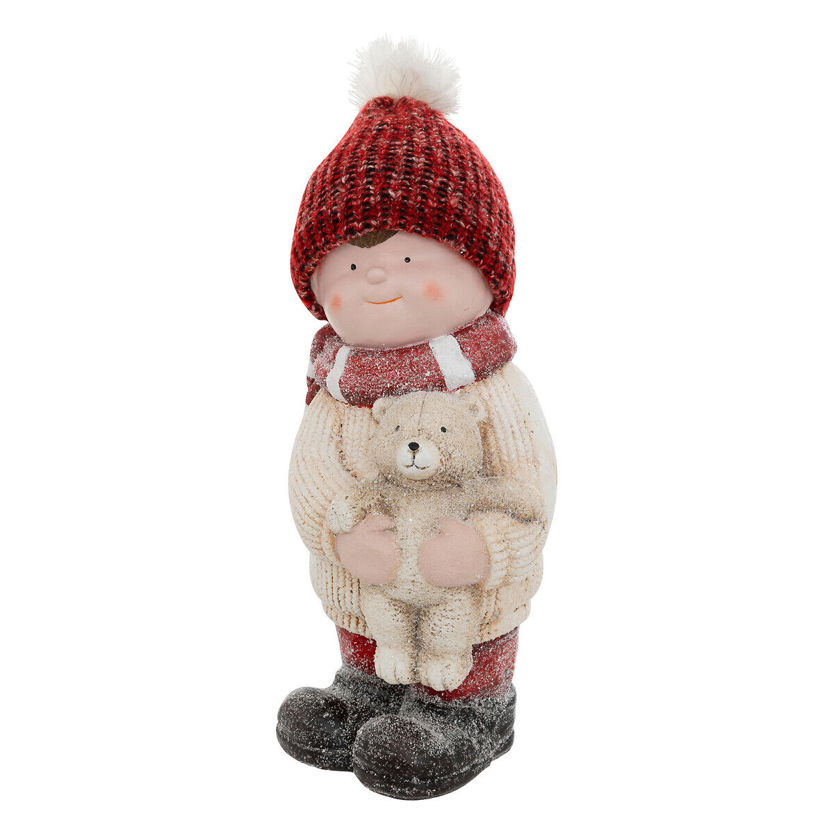 Figura de menino com urso de peluche 38cm, , large