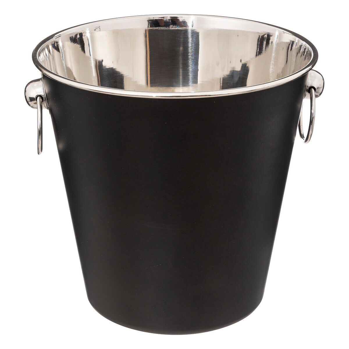 Balde de gelo preto com base em madeira mango, , large