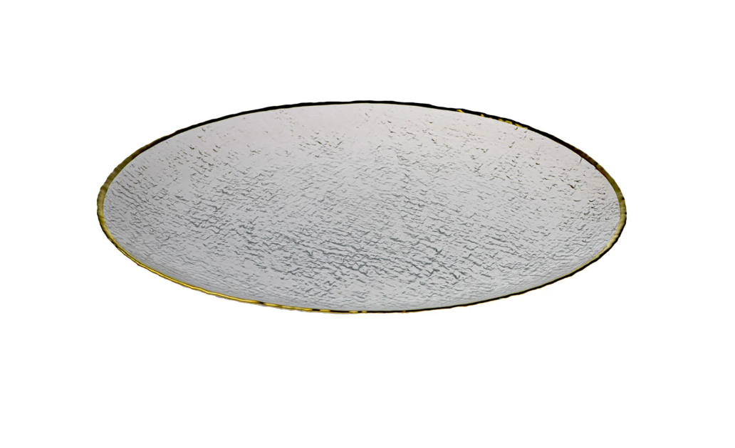 Prato marcador KENDO com beira dourada em vidro 33cm, , large