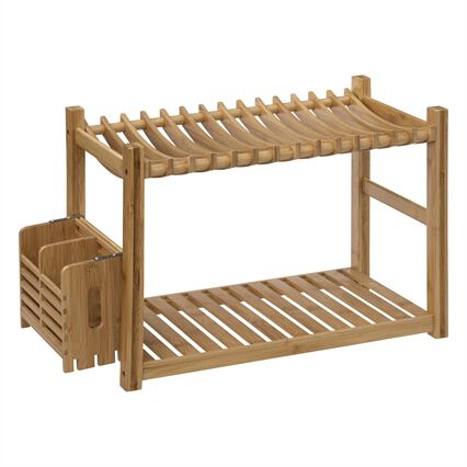 Escorredor de loiça em bambu com 2 níveis, , large