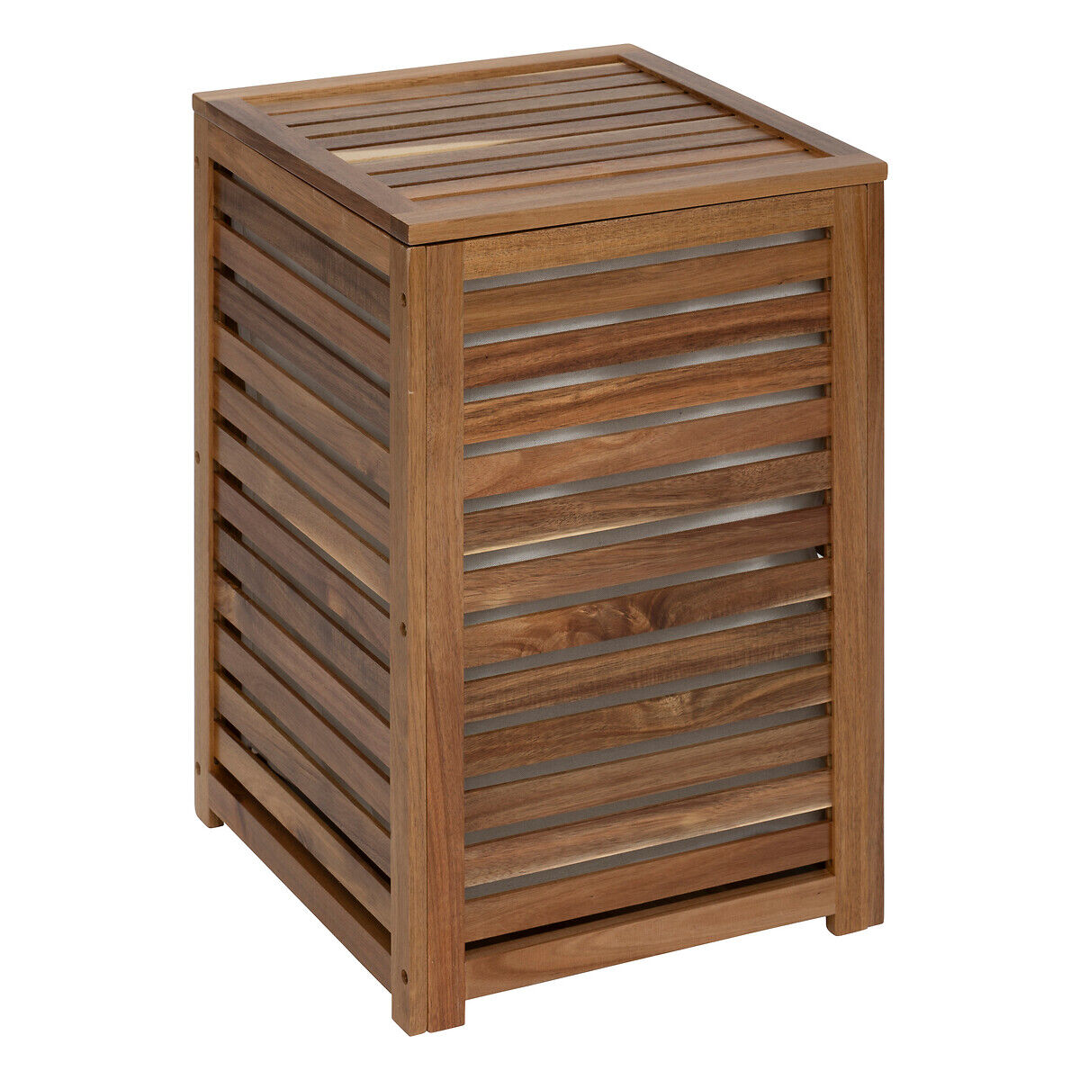 Cesto de roupa wc em madeira acácia 65l, , large