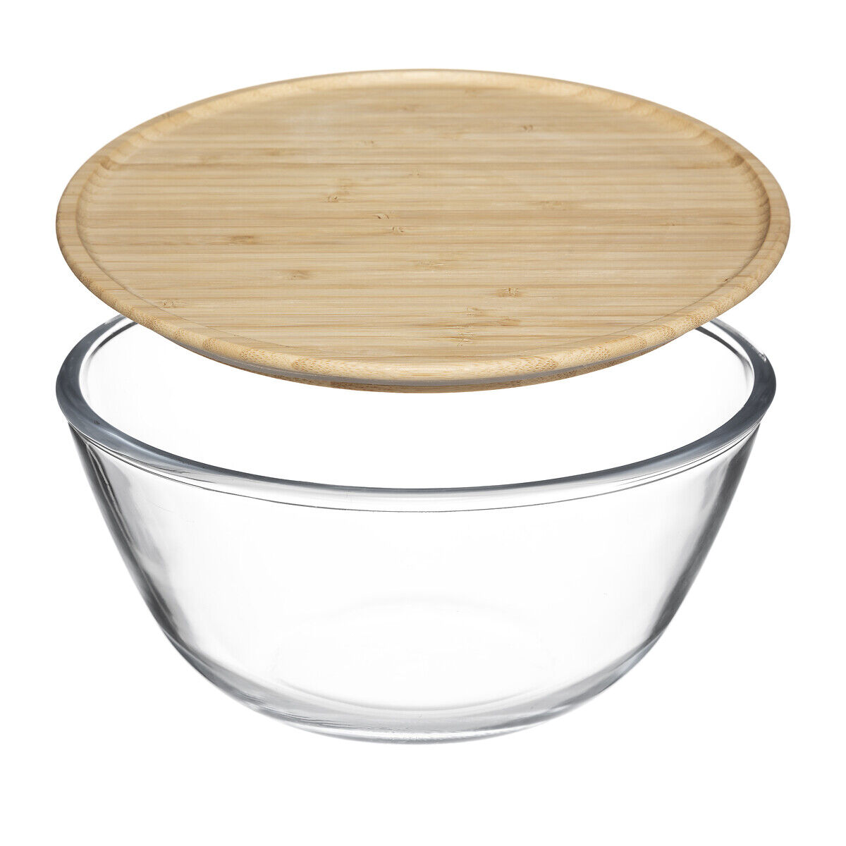 Saladeira em vidro 2,5l com tampa bambu, , large
