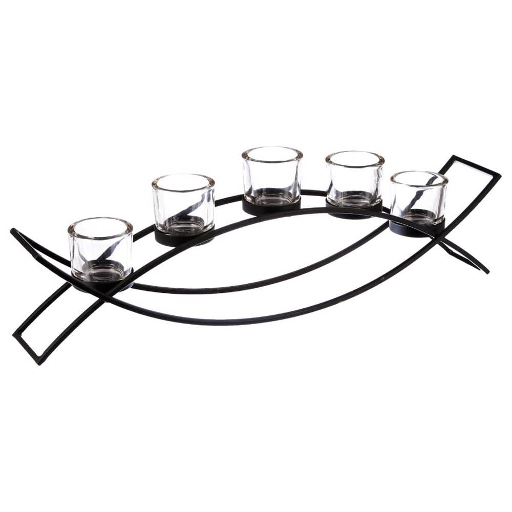 Castiçal em metal para 5 velas, , large