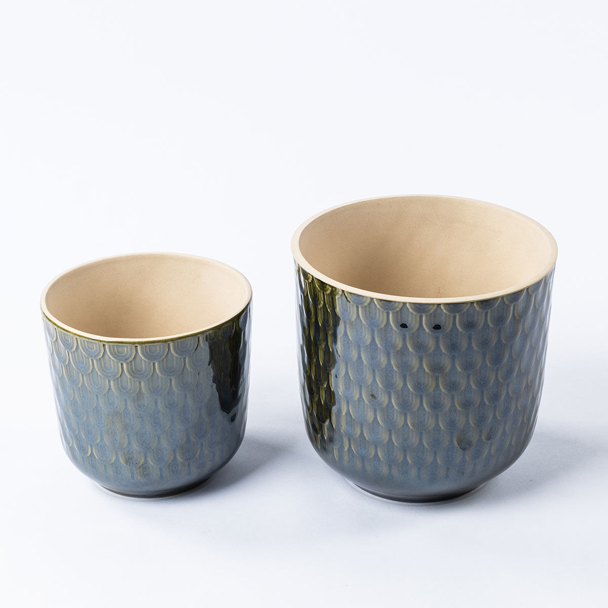 Vaso de cerâmica texturado verde 13,5cm, , large
