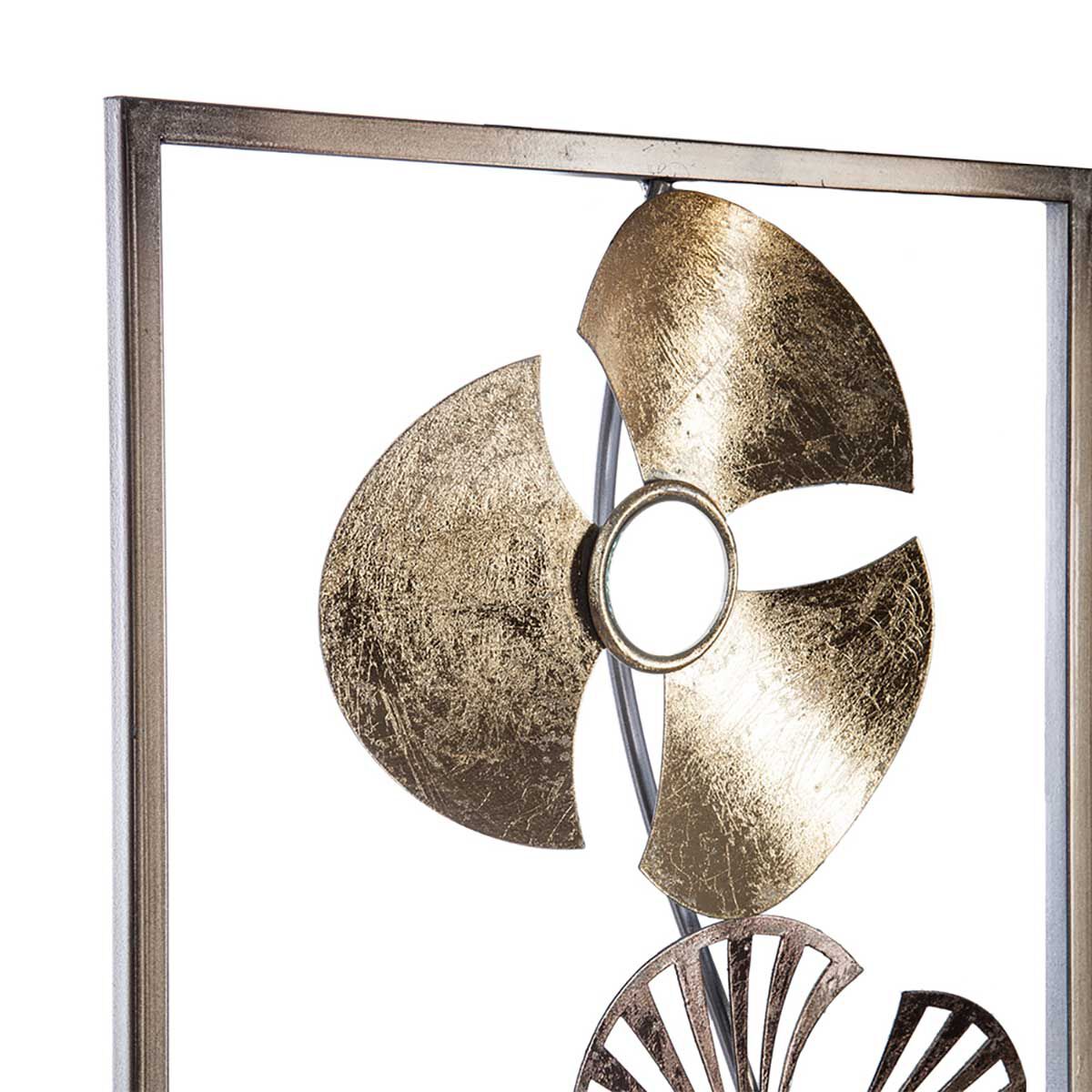 Quadro decorativo dourado flor em metal, , large