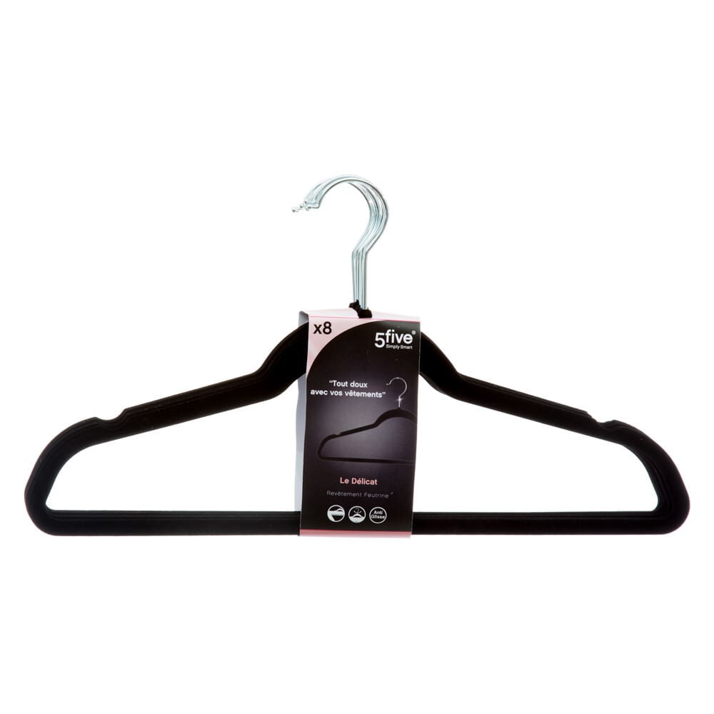 Conjunto de 8 cabides pretos antiderrapante, , large