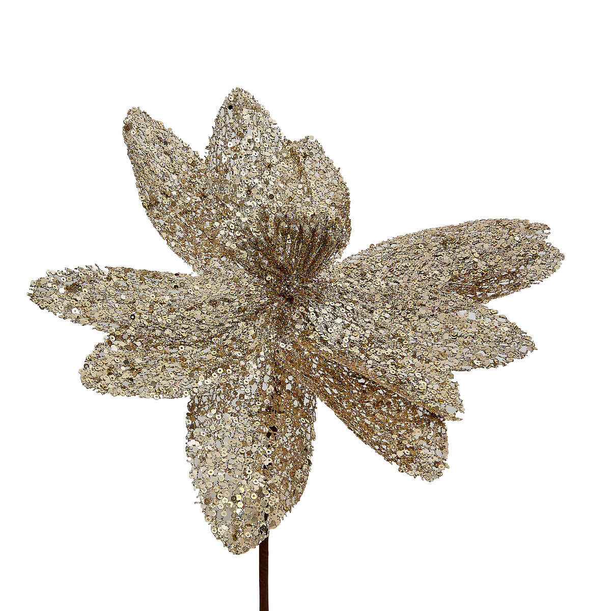 Haste poinsettia com brilhantes dourado 50cm, , large