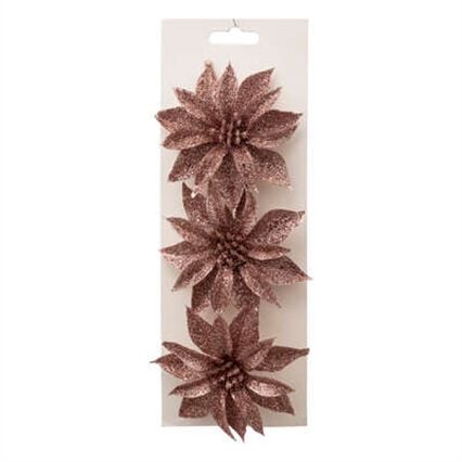 Conjunto de 3 flores rosa com mola, , large