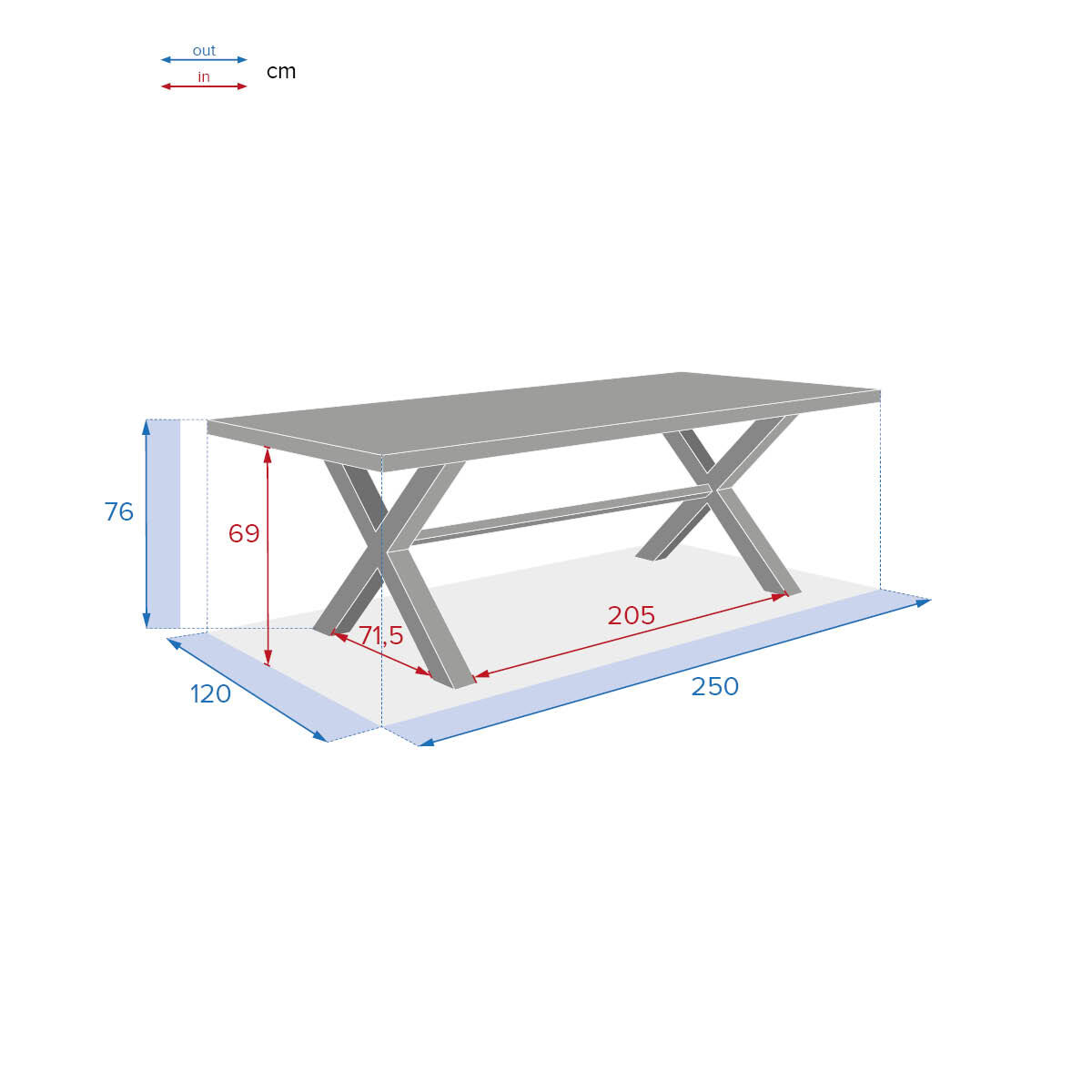 Mesa fixa XENIA em madeira acácia, , large