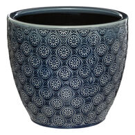 Vaso Flor Azul Em Cerâmica 18cm