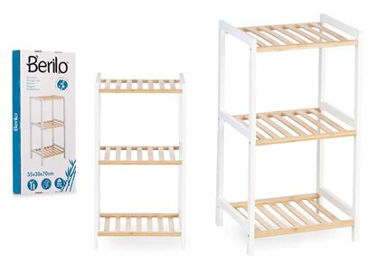 Estante com 3 prateleiras branca em bambu 70cm, , large