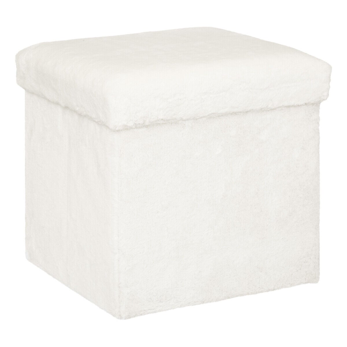 Storage pouffe EZZIO white in faux fur, , large