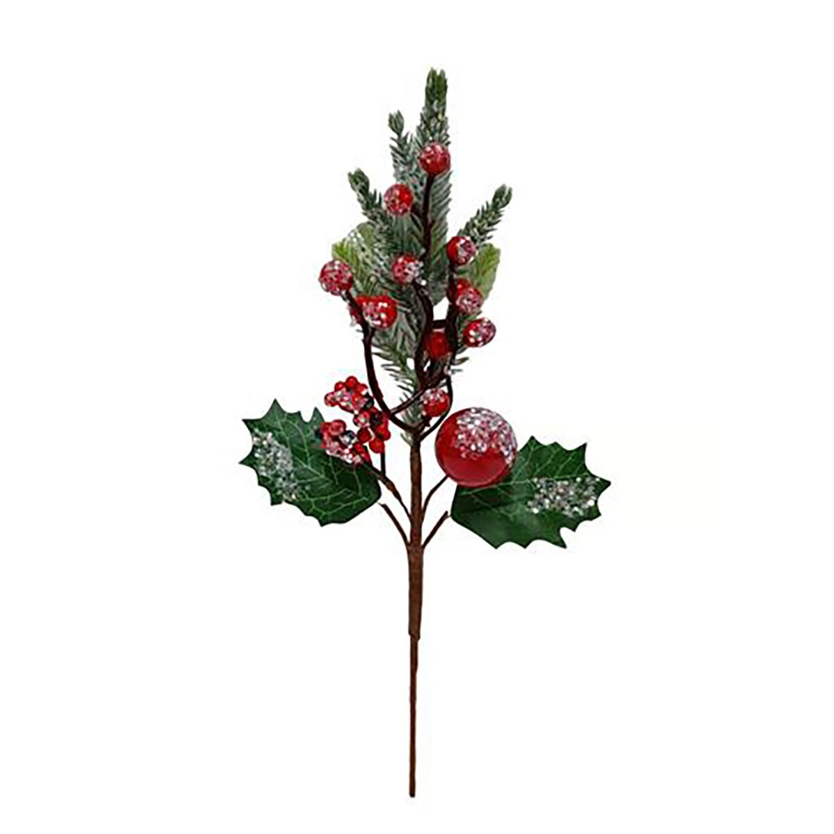 Haste natalícia com bagas vermelhas 35cm, , large